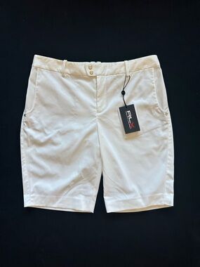 Ralph Lauren White women Flat Front Golf Shorts active RLX tailored fit